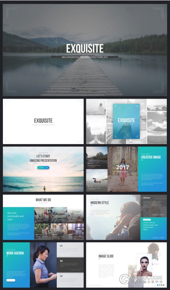 70多页高端渐变色系商务PPT模板21种配色主题 - 顶尖PPT