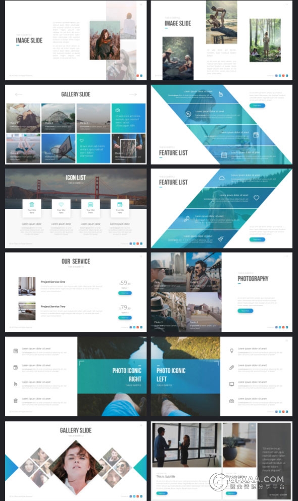 70多页高端渐变色系商务PPT模板21种配色主题 - 顶尖PPT