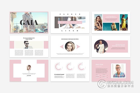 扁平化平面模特人物写真图片展示keynote+PPT模板 - 顶尖PPT