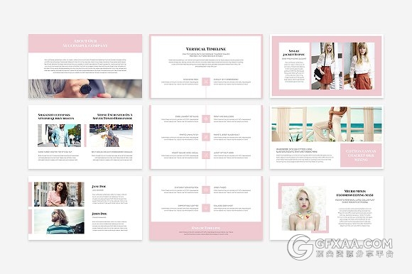 扁平化平面模特人物写真图片展示keynote+PPT模板 - 顶尖PPT