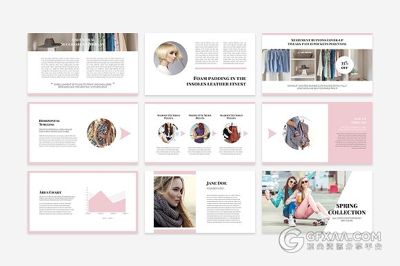 扁平化平面模特人物写真图片展示keynote+PPT模板 - 顶尖PPT