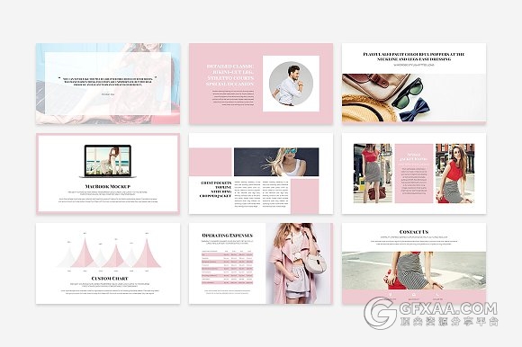 扁平化平面模特人物写真图片展示keynote+PPT模板 - 顶尖PPT