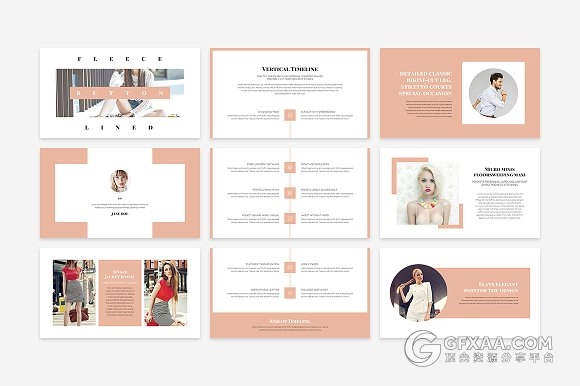 扁平化平面模特人物写真图片展示keynote+PPT模板 - 顶尖PPT