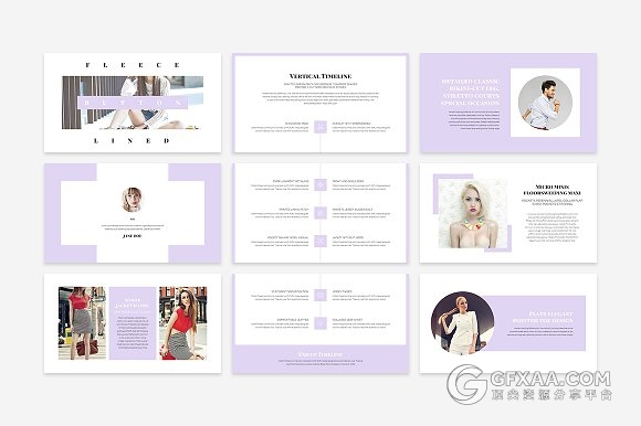 扁平化平面模特人物写真图片展示keynote+PPT模板 - 顶尖PPT