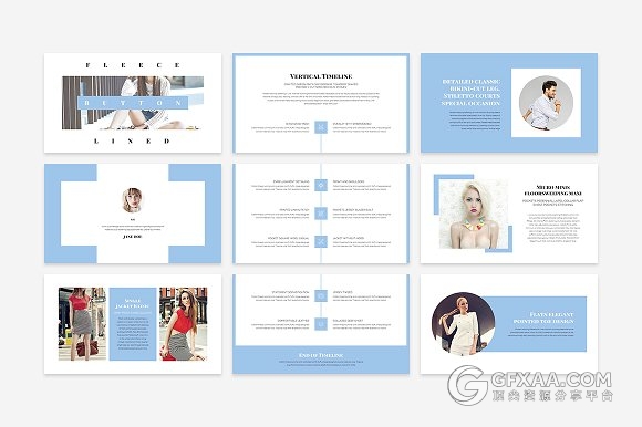 扁平化平面模特人物写真图片展示keynote+PPT模板 - 顶尖PPT