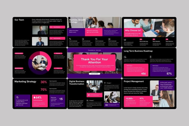 黑粉色商业顾问keynote模板 - 顶尖PPT