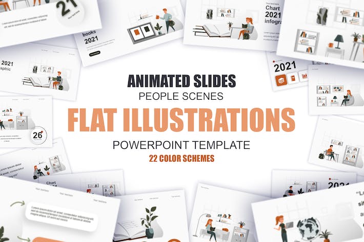 国外教育培训课程插画高级PPT模板 - 顶尖PPT