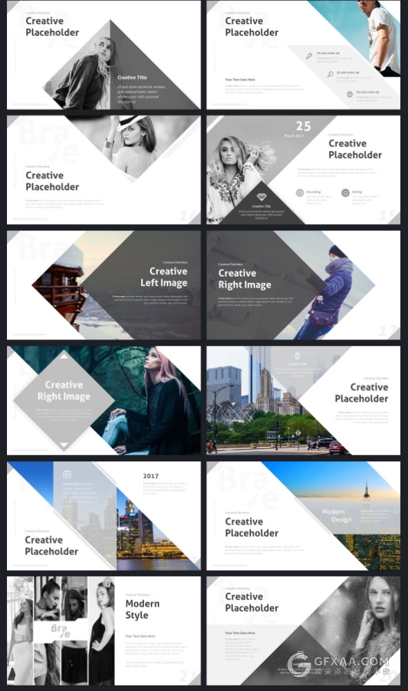 20种配色主题多边形切割创意顶尖PPT模板 - 顶尖PPT