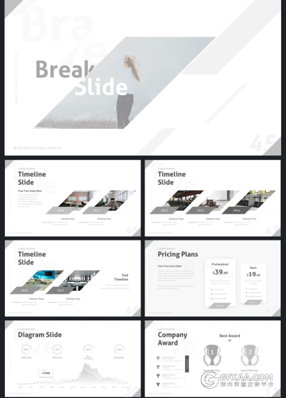 20种配色主题多边形切割创意顶尖PPT模板 - 顶尖PPT