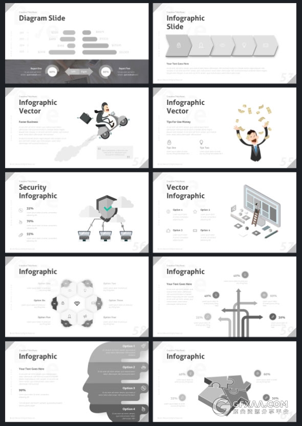 20种配色主题多边形切割创意顶尖PPT模板 - 顶尖PPT