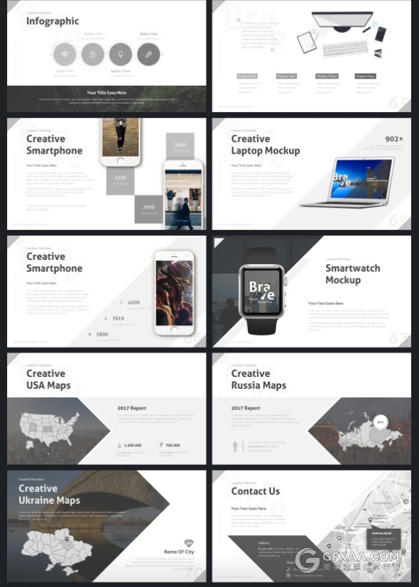 20种配色主题多边形切割创意顶尖PPT模板 - 顶尖PPT