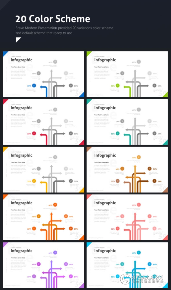20种配色主题多边形切割创意顶尖PPT模板 - 顶尖PPT