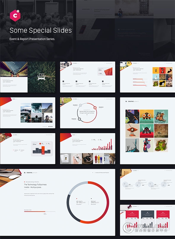 70多页精美渐变设计多用途顶尖PPT模板 - 顶尖PPT