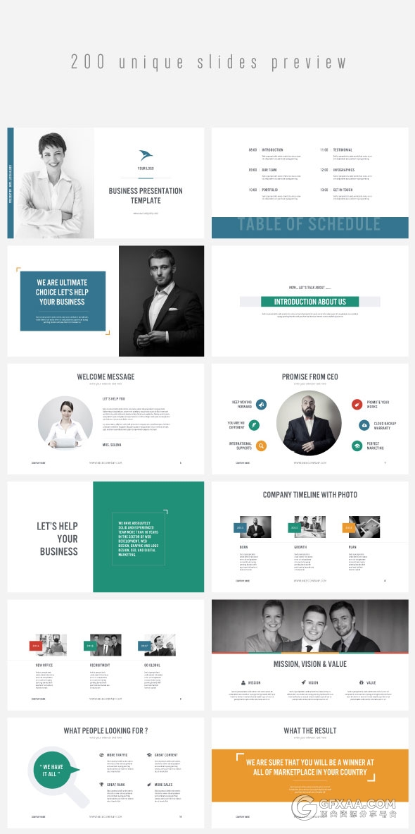 200页扁平化简约风格PPT模板 - 顶尖PPT