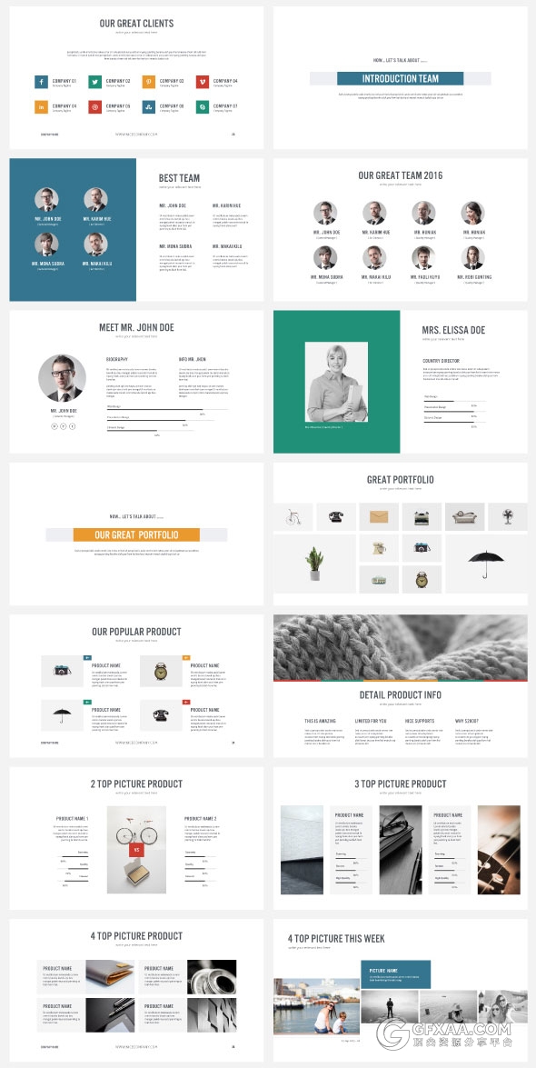 200页扁平化简约风格PPT模板 - 顶尖PPT