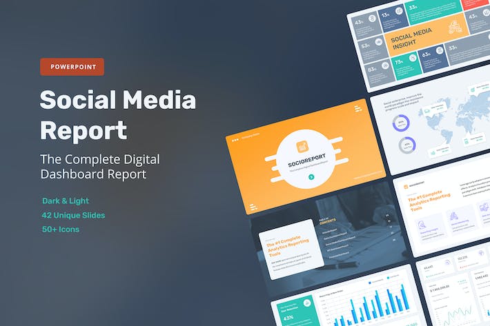 社交媒体报告网络数据分析PPT模板 - 顶尖PPT