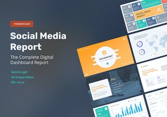 社交媒体报告网络数据分析PPT模板 - 顶尖PPT