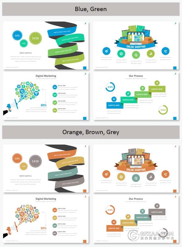 420页大型商务报告逻辑图表通用PPT模板 - 顶尖PPT