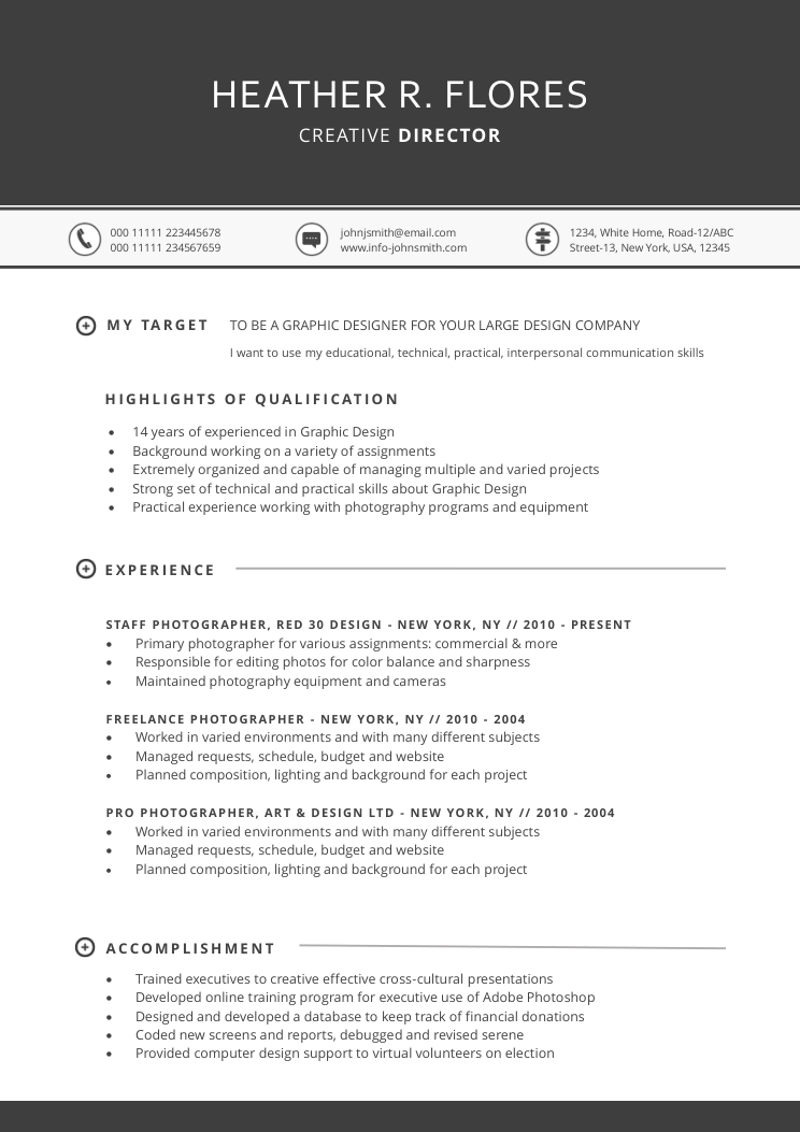 4页简约英文简历模板 - 顶尖PPT