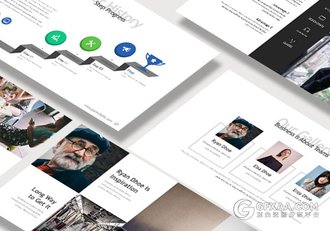 扁平化白底简约商务摄影展示PPT模板 - 顶尖PPT