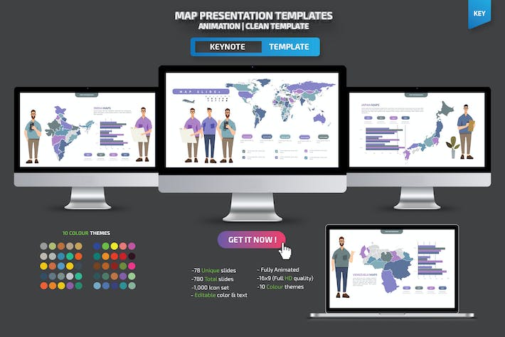 全世界各个国家地区及区域地图keynote模板 - 顶尖PPT