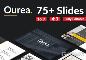 75页扁平化商务企业报告总结PPT模板 - 顶尖PPT