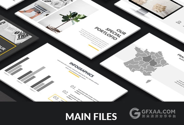 75页扁平化商务企业报告总结PPT模板 - 顶尖PPT