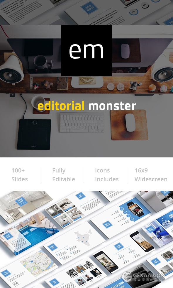 100页扁平化多种图表商务通用PPT模板 - 顶尖PPT