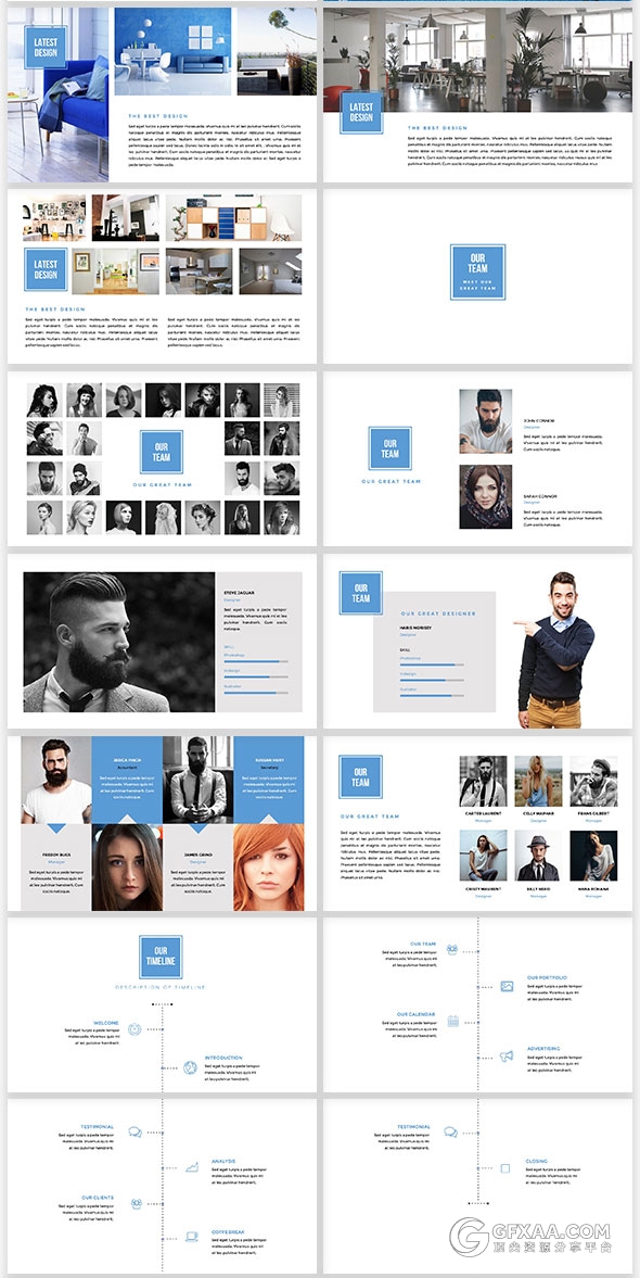 100页扁平化多种图表商务通用PPT模板 - 顶尖PPT