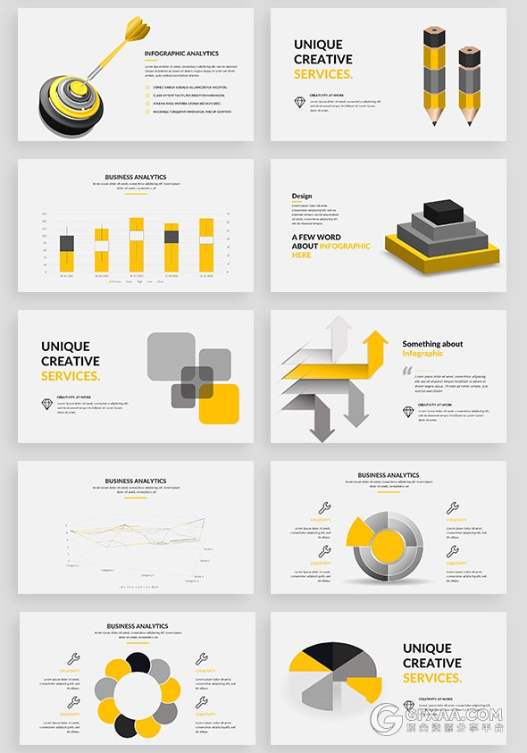 98页摄影照片展示立体图形图标多用途PPT模板 - 顶尖PPT
