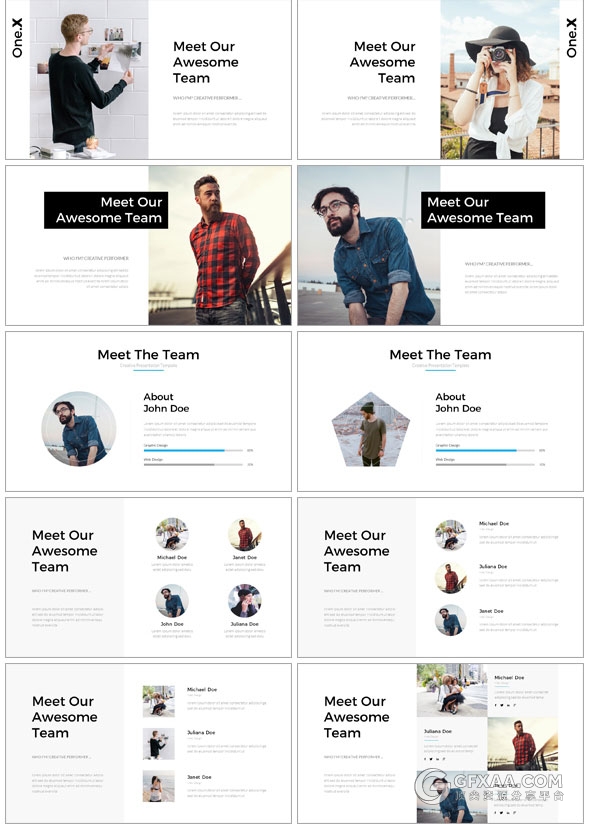 8种配色130多页极简文艺图片展示PPT模板 - 顶尖PPT