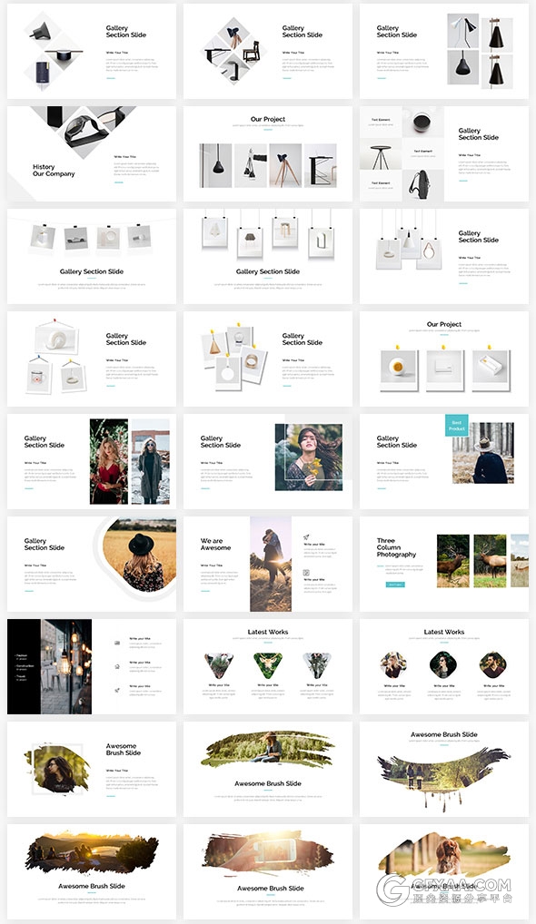 445页扁平化卡通人物风格7种配色主题多用途PPT模板 - 顶尖PPT