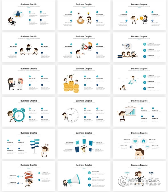445页扁平化卡通人物风格7种配色主题多用途PPT模板 - 顶尖PPT