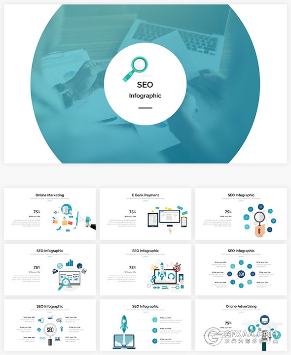 445页扁平化卡通人物风格7种配色主题多用途PPT模板 - 顶尖PPT
