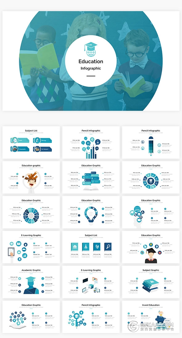 445页扁平化卡通人物风格7种配色主题多用途PPT模板 - 顶尖PPT