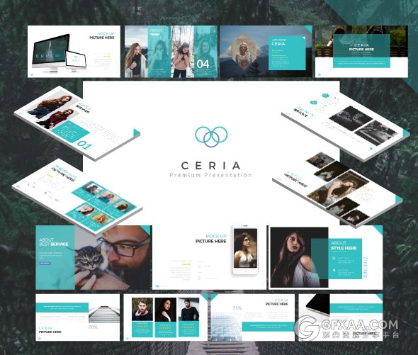 50多页扁平化简约商务团队报告总结PPT模板 - 顶尖PPT