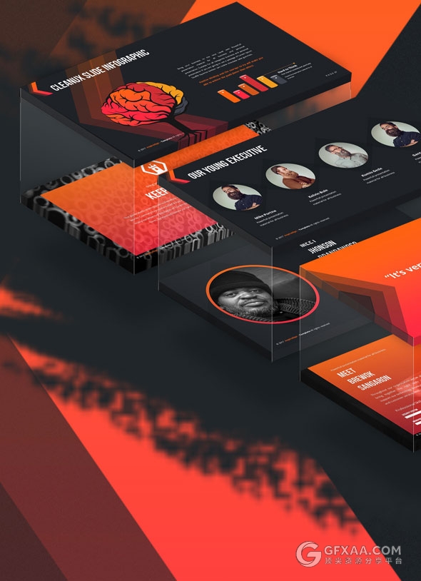 5种配色主题经典渐变色系商务多用途PPT模板 - 顶尖PPT