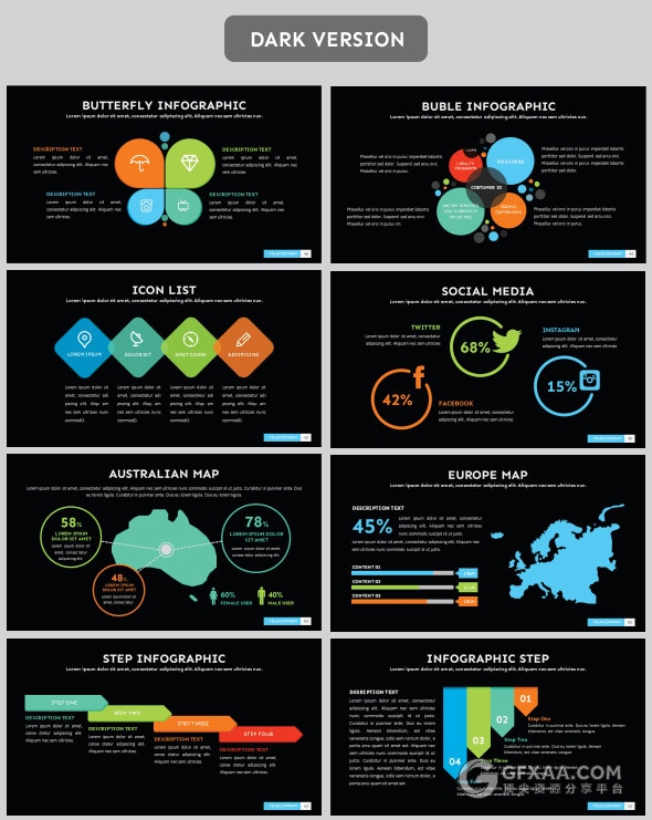 95页多色系信息图表多用途商务PPT模板 - 顶尖PPT