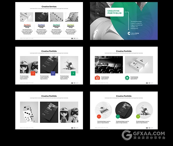 精美渐变色系图形版式设计商务用途PPT模板 - 顶尖PPT