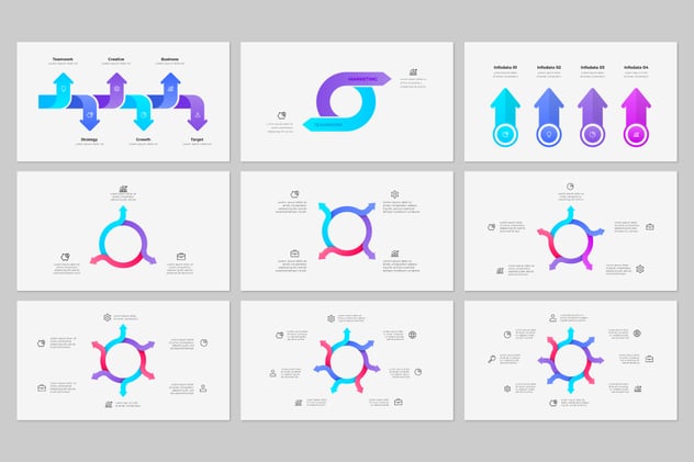 彩色箭头指向图形PPT模板 - 顶尖PPT