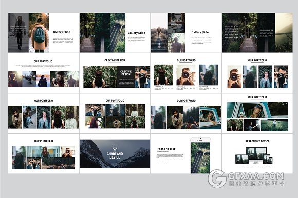 75页简约时尚摄影人物展示keynote模板 - 顶尖PPT