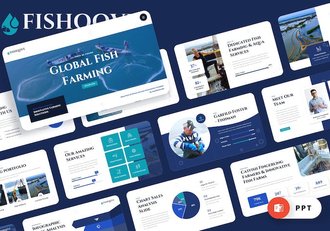 鱼湾水产农场渔业PPT模板 - 顶尖PPT