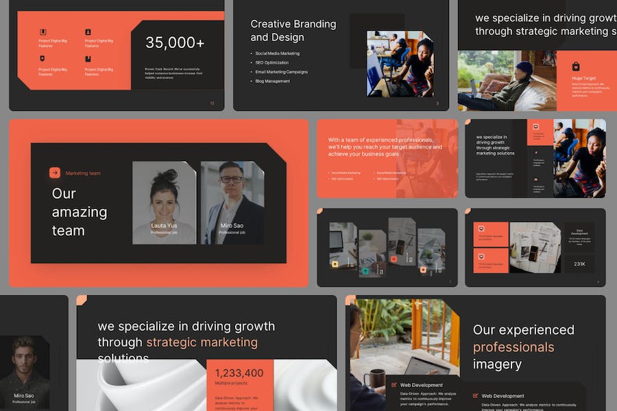 橙色总体规划布局方案PPT模板 - 顶尖PPT