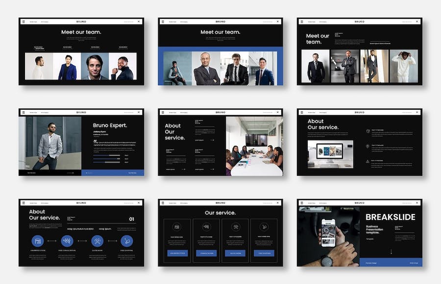 商务风格品牌展示PPT模板 - 顶尖PPT
