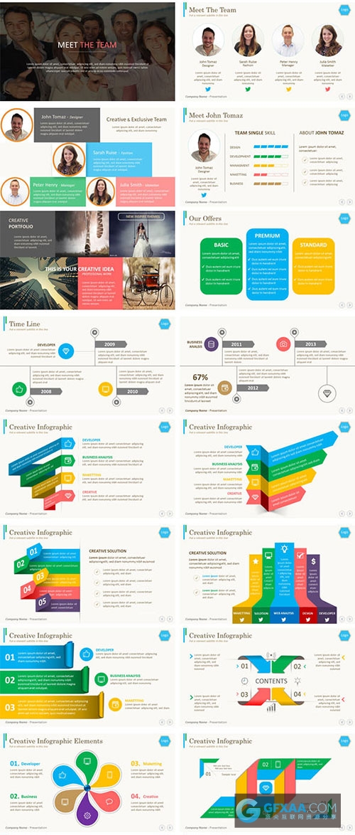 100页商务商业业务汇总PPT模板多种配色 - 顶尖PPT
