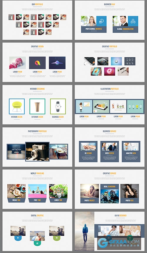 高端质感多色图形图表商务PPT模板 - 顶尖PPT