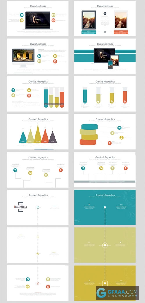 100页简约多色系风格3种配色PPT模板 - 顶尖PPT