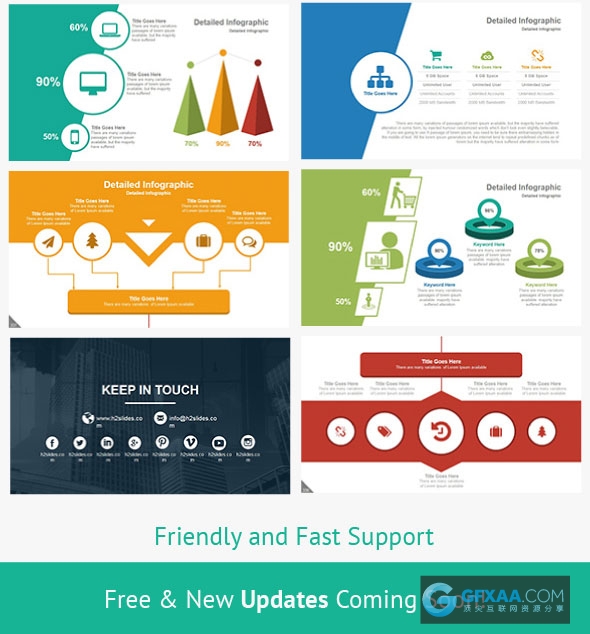300页大型商务扁平化多色系图形图表PPT模板 - 顶尖PPT
