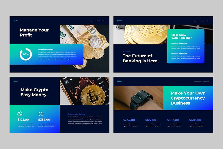 吉特币加密货币区块链投资Keynote模板 - 顶尖PPT