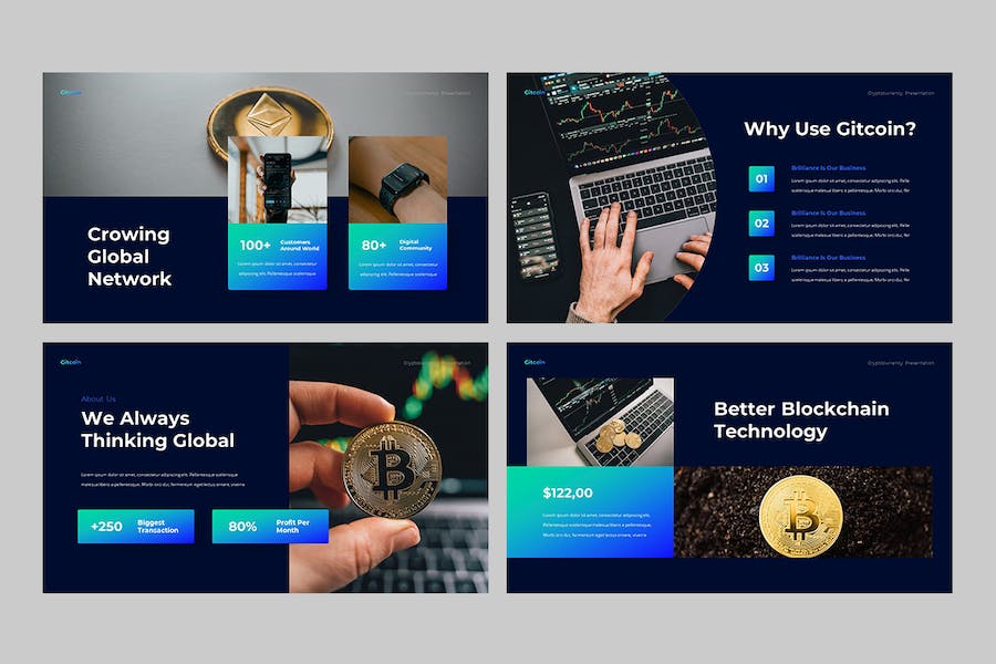 吉特币加密货币区块链投资Keynote模板 - 顶尖PPT